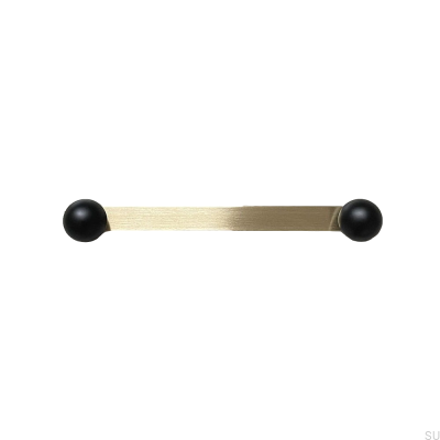 Ручка мебельная удлиненная Zoe Brass Brushed Unpainted with Black