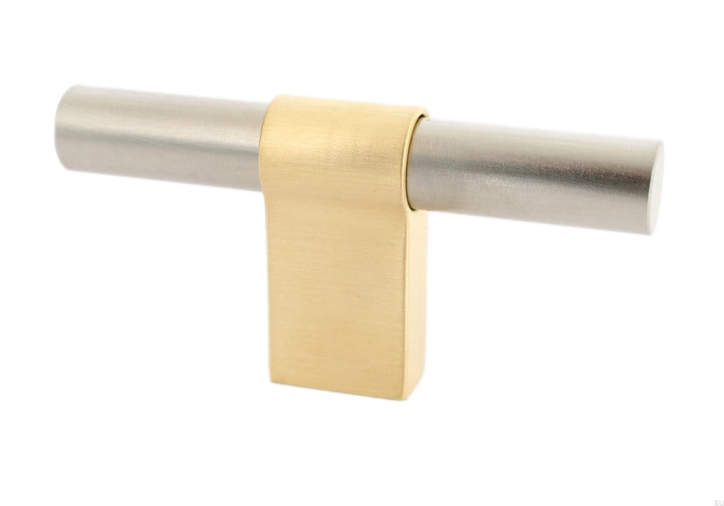 KN29MB/RB--Gałka-meblowa-T-Bar-Line-Big-Mix-80-Stalowa-Szczotkowana-ze-Szczotkowanym-Mosiądzem-BB-Sweden-Skandynawskie-Uchwyty_1