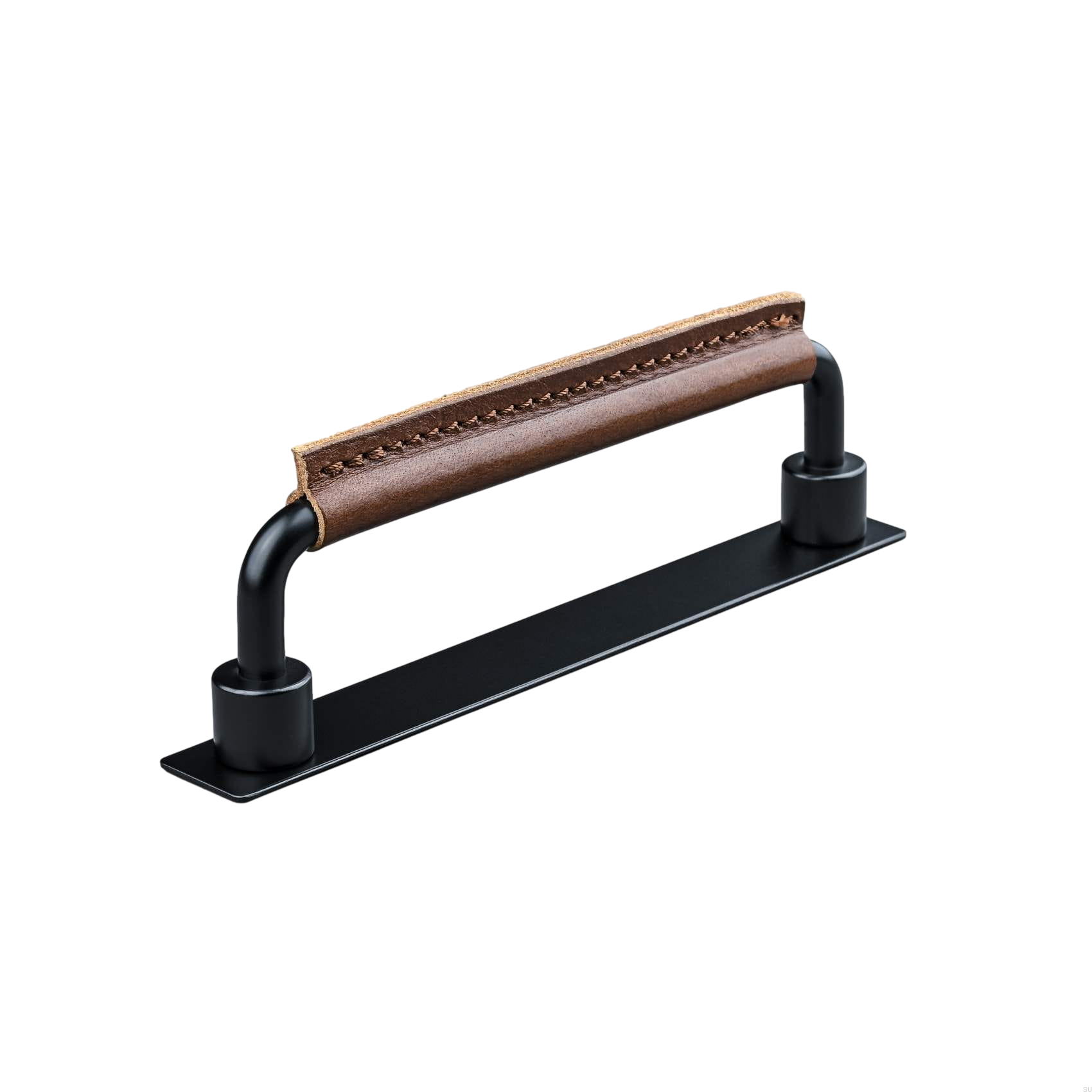 157150SP--Uchwyt-meblowy-podłużny-Asissi-Stitched-128-Czarny-Mat-z-Brązową-Skórą-Teofils-Skandynawskie-Uchwyty_3