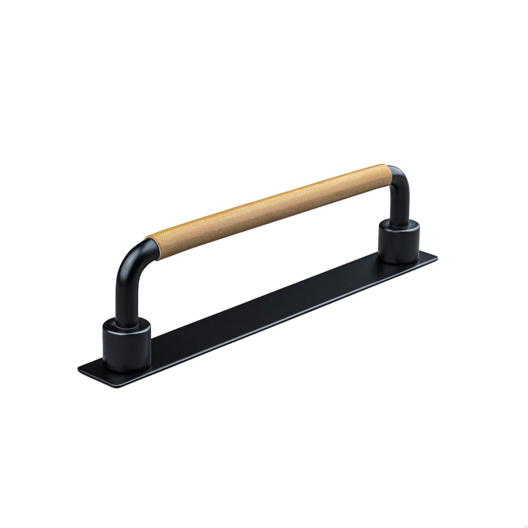 157146SP--Uchwyt-meblowy-podłużny-Asissi-Swept-128-Czarny-Mat-z-Jasną-Brązową-Skórą-Teofils-Skandynawskie-Uchwyty_3