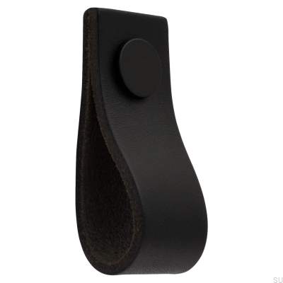 Кожаная мебельная ручка Loop Ari, черная с черным
