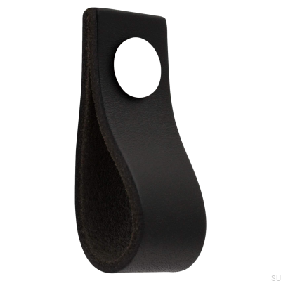 Кожаная мебельная ручка Loop Ari, черно-белая