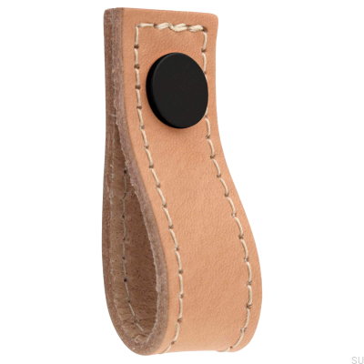 Ручка мебельная кожаная Loop Avio, светло-коричневая с черным