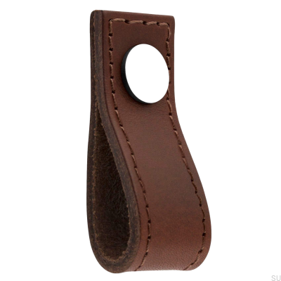 Loop Avio Коричневая кожаная мебельная ручка с полированным хромом