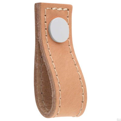 Ручка мебельная кожаная Loop Avio, светло-коричневая и белая