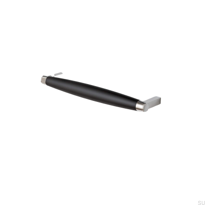 Ручка мебельная продолговатая Hjo 192, Металл Матовый Черный с Хромом