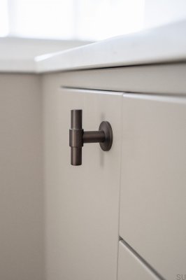 Т-образная мебельная ручка, латунь, коричневая, матовая