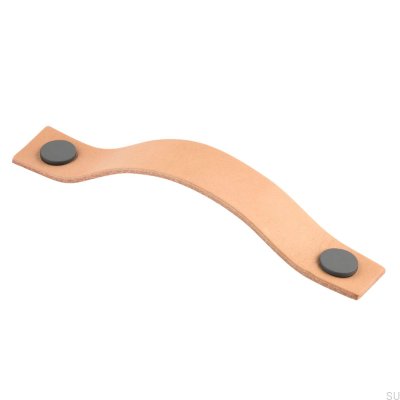 Ручка мебельная продолговатая Levanto 128, кожа светло-коричневая и серая