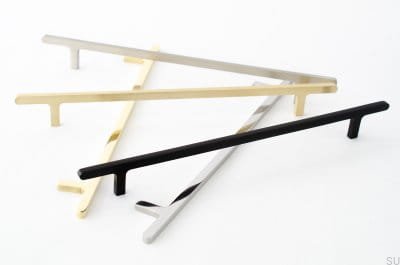 Ручка мебельная продолговатая Flat Line 224 Aluminium Black