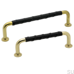 Porównanie serii produktów 1353 mosiężnych uchwytów podłużnych ze skórzaną wstawką od Beslag Design