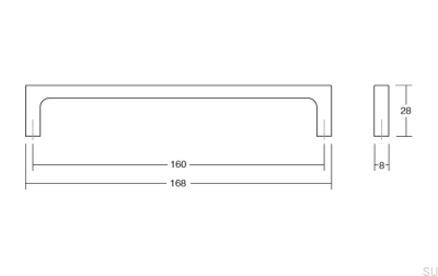 Ручка мебельная продолговатая Pura 160, металл, черный матовый