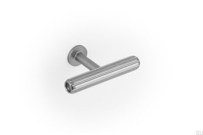 Мебельная ручка T-Bar Rille Mini из матового серебристого алюминия