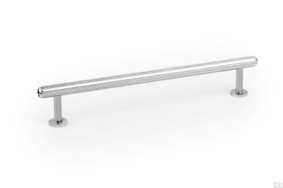 Ручка мебельная продолговатая Rille Mini 160, полированный никель