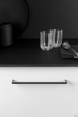 Ручка мебельная удлиненная Pura 256, металл, черный титан, полированная