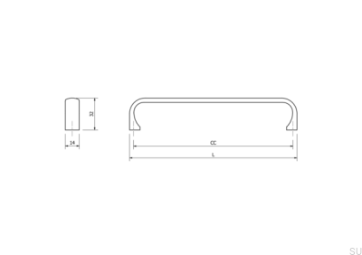Ручка мебельная продолговатая Miig 160, металл, золото, брашированная, кава