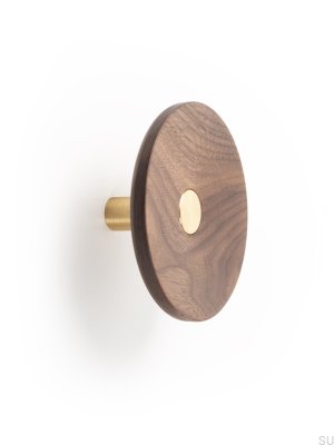 Настенная вешалка Zoot 120 из орехового дерева с алюминием, матовым золотом