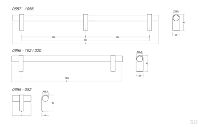 Т-образная мебельная ручка Nobb из алюминиевого сплава с серебряной щеткой