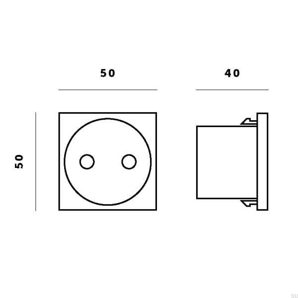 rysunek techniczny modułu do Euro Plate wtyczki Euro