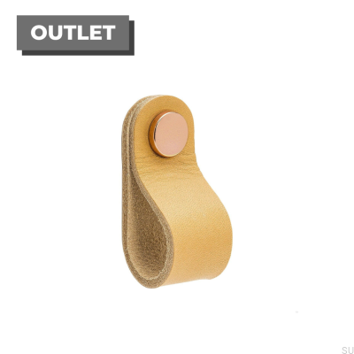 Петля Мебельная ручка Round 65, натуральная кожа с медью