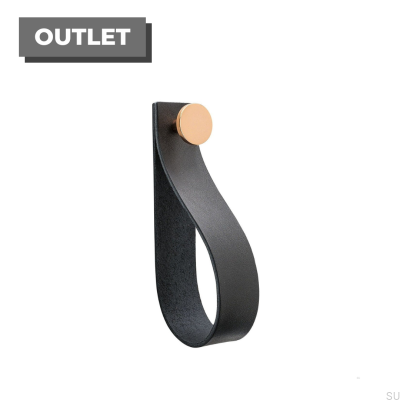 Настенная вешалка Loop Strap черная кожа с медью