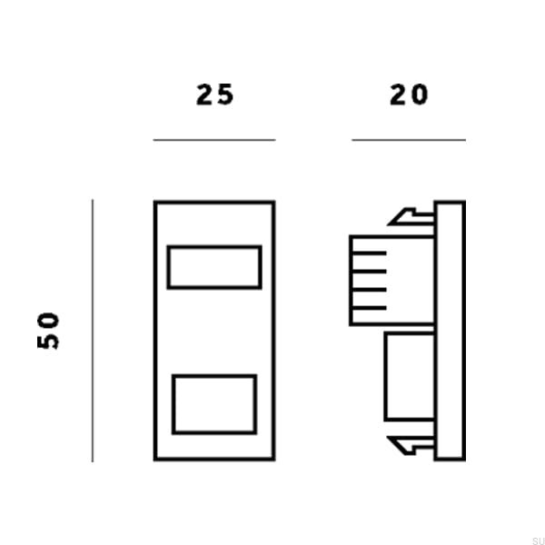rysunek techniczny modułu do Euro Plate RJ45