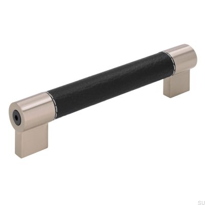 Ручка мебельная продолговатая H170 128 Металл с черной кожей