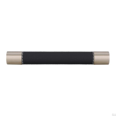 Ручка мебельная продолговатая H170 128 Металл с черной кожей