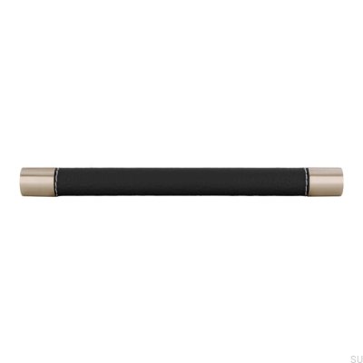 Мебельная ручка продолговатая H170 192 Металл с черной кожей