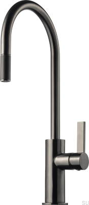 Смеситель для кухни с выдвижным изливом ARM185 Латунь Черный Хром Матовый