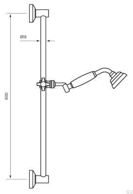 Классический душевой штанга ZSAL070, латунь, хромированный с белым