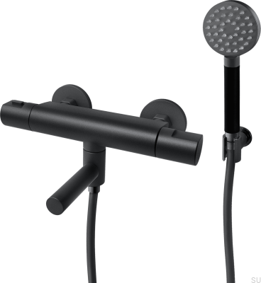 Настенный термостатический смеситель для ванны ARM026-150 Matte Black Brass