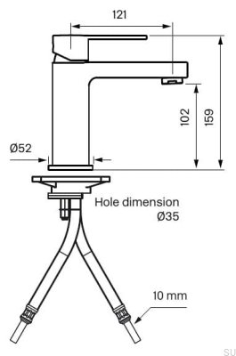RIN071 смеситель для умывальника, хромированная латунь