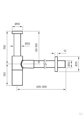 Сифон для умывальника с S-образной трубкой XACC167 Латунь Серый Ascot