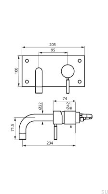BOX008 смеситель для умывальника, матовая медь, неокрашенный