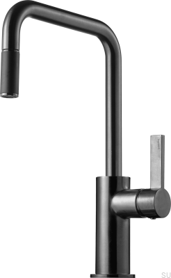 Смеситель для кухни с выдвижным изливом ARM577 Латунь Черный Хром Матовый