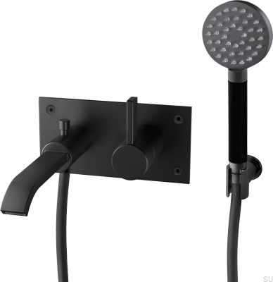 Настенный термостатический смеситель для ванны ARM036, Матовая черная латунь