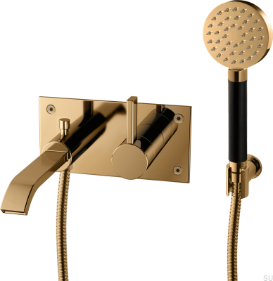 Настенный термостатический смеситель для ванны ARM036 Полированная латунь Неокрашенный с черным