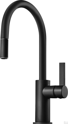 Смеситель для кухни с выдвижным изливом ARM375 Matte Black Brass