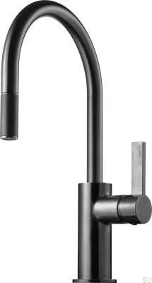 Смеситель для кухни с выдвижным изливом ARM375 Латунь Черный Хром Матовый