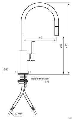 Смеситель для кухни с выдвижным изливом ARM375 Латунь Черный Хром Матовый