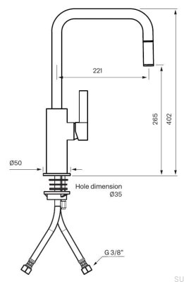 Смеситель для кухни с выдвижным изливом ARM985 Латунь Хром с черным