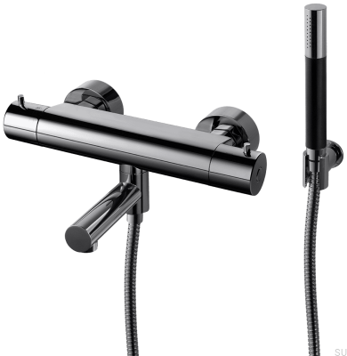 Термостатический смеситель для ванны и душа EVM026-150 Латунь Черный Хром