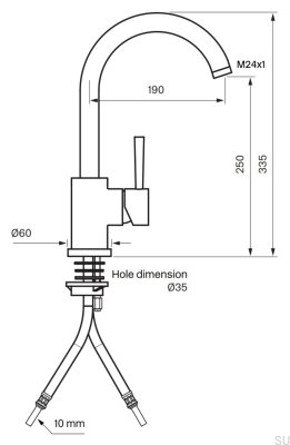 Смеситель для кухни EVO180, хромированная латунь