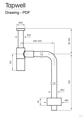 Сифон для умывальника с L-образной трубкой XA100 Латунь Черный Хром