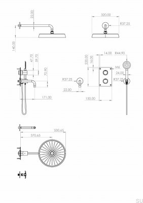 ARM7368 ED2 Душевой набор из матовой черной латуни