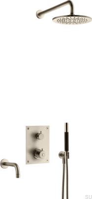 Душевой набор с термостатическим смесителем и изливом для ванны BOX7368 ED2 Матовый никель Латунь