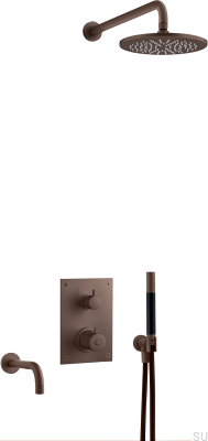 Душевой набор с термостатическим смесителем и изливом для ванны BOX7368 ED2 Латунь Коричневый