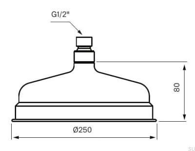 Круглая насадка для тропического душа ZSOF250 Classic, латунь, полированная, неокрашенная