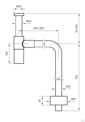 Сифон для умывальника с L-образной трубкой XA100 Honey Gold Brass