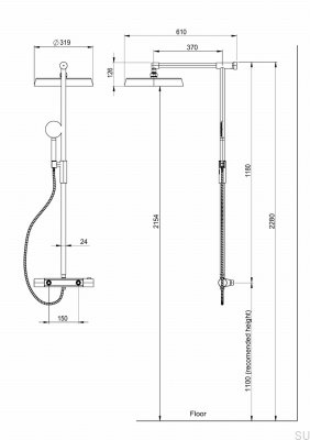 ARM300-150 Душевой набор из латуни, черного хрома